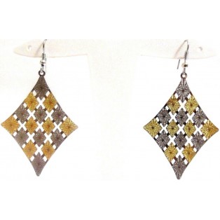 THE FOUR FACED - Earrings - Drop Long Dangling Hook - Classy Fashion - Dual Tone